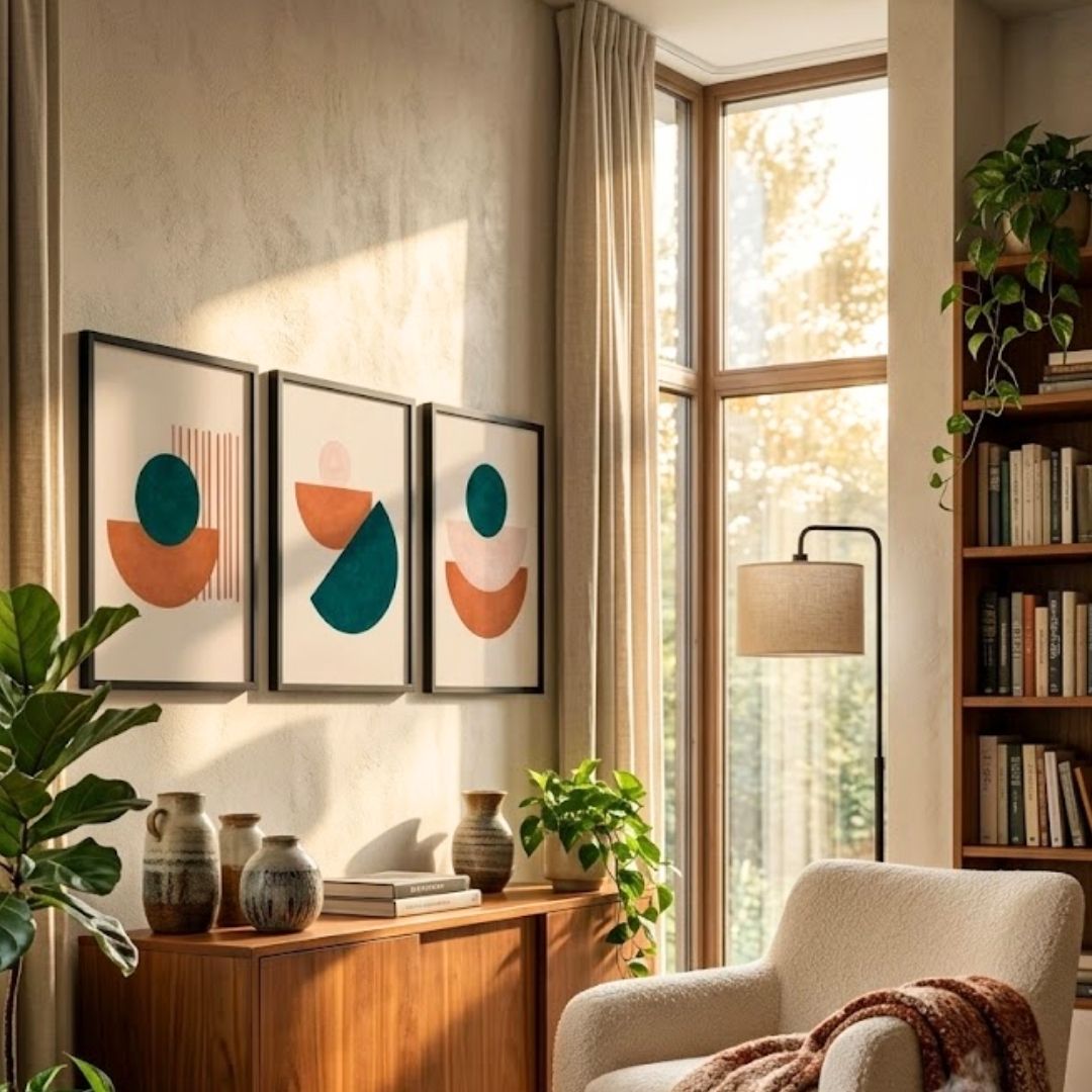 Boho Abstract Sunset – Set of 3 Premium Wall Frames - Image 2
