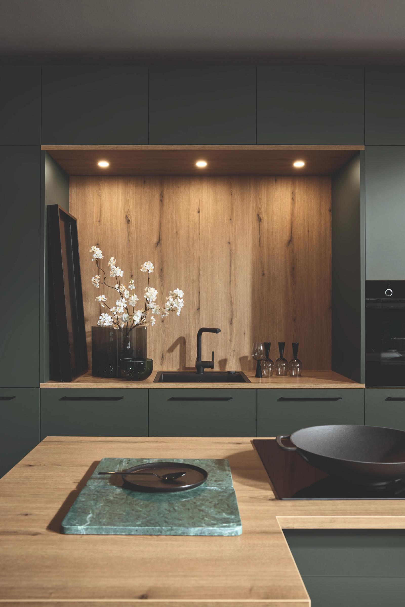 Stilvolle Nische, modernes Design, Black Green Küchen für dein Zuhause