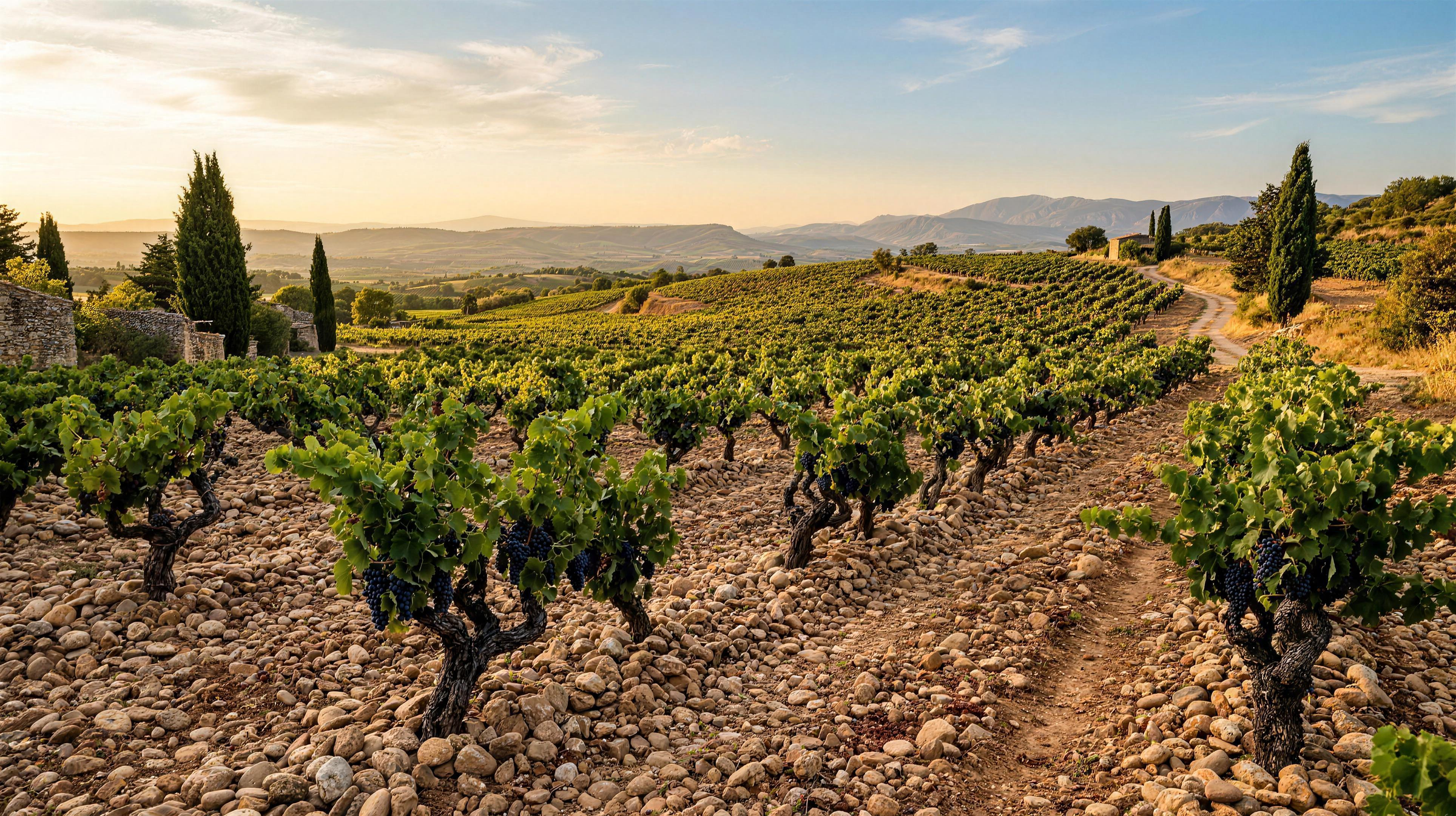 Weinberg in Châteauneuf-du-Pape, Heimat von Domaine Pierre André Châteauneuf-du-Pape