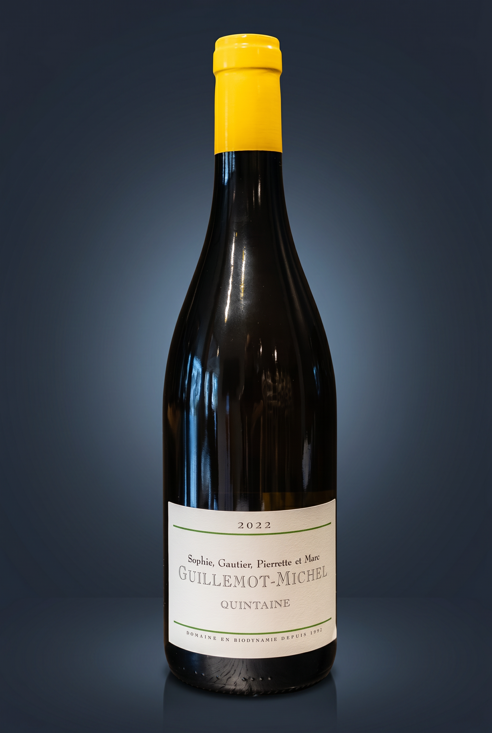 Guillemot-Michel Quintaine, freigestellte Flasche auf dunklem Verlauf