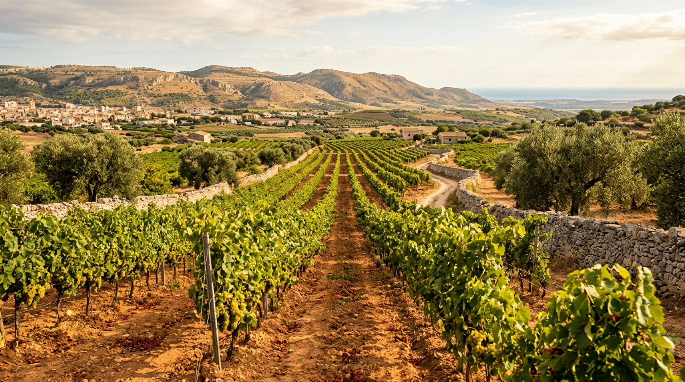 Weinberg in Vittoria, Sizilien, Heimat von Macciovini Rasula Grillo