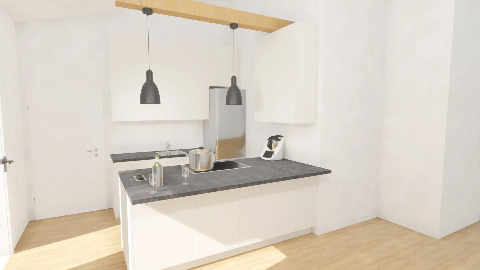 Fotorealistische 3D zeichnung der Küche