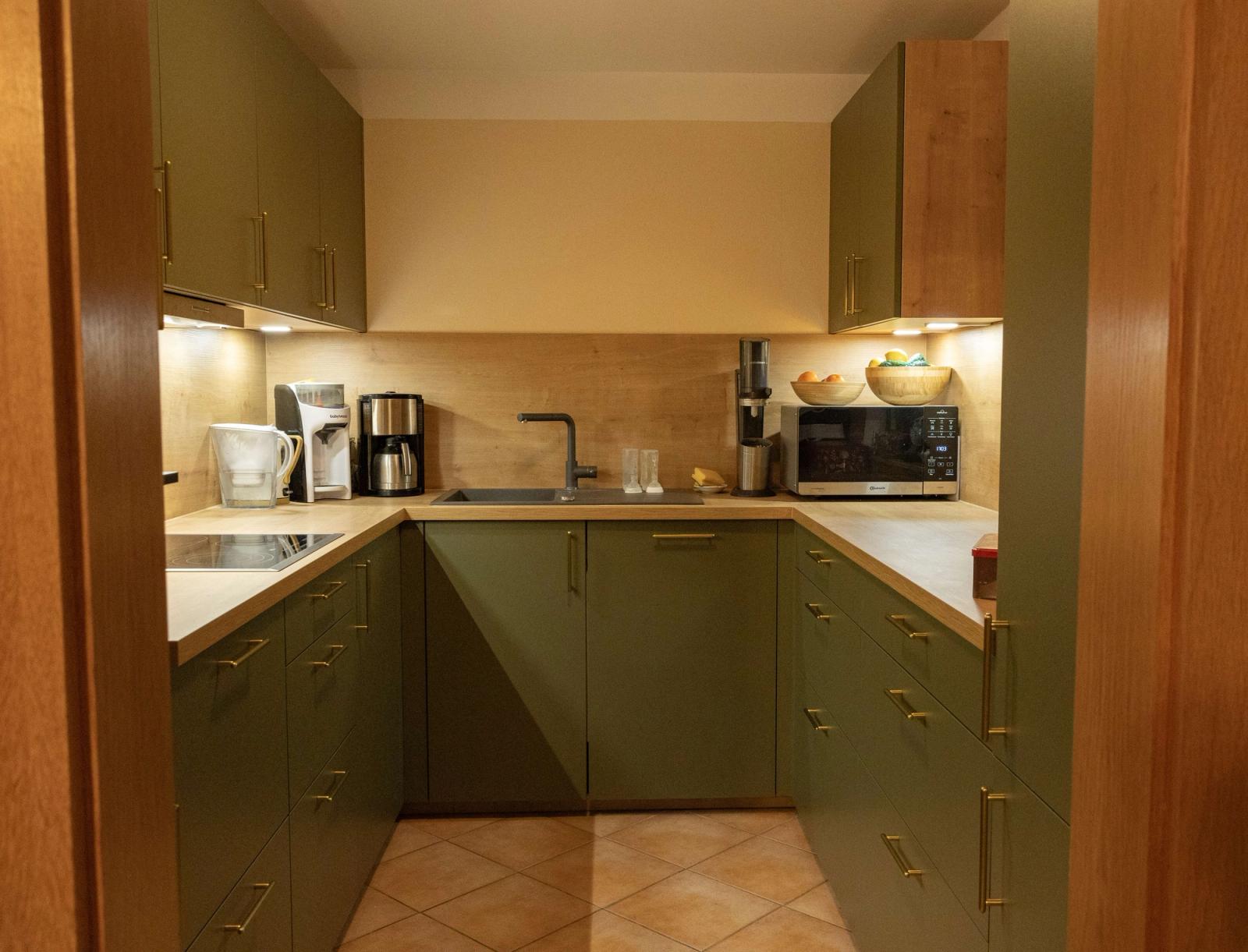 Kundenreferenzküche in Olive und Chalet Eiche