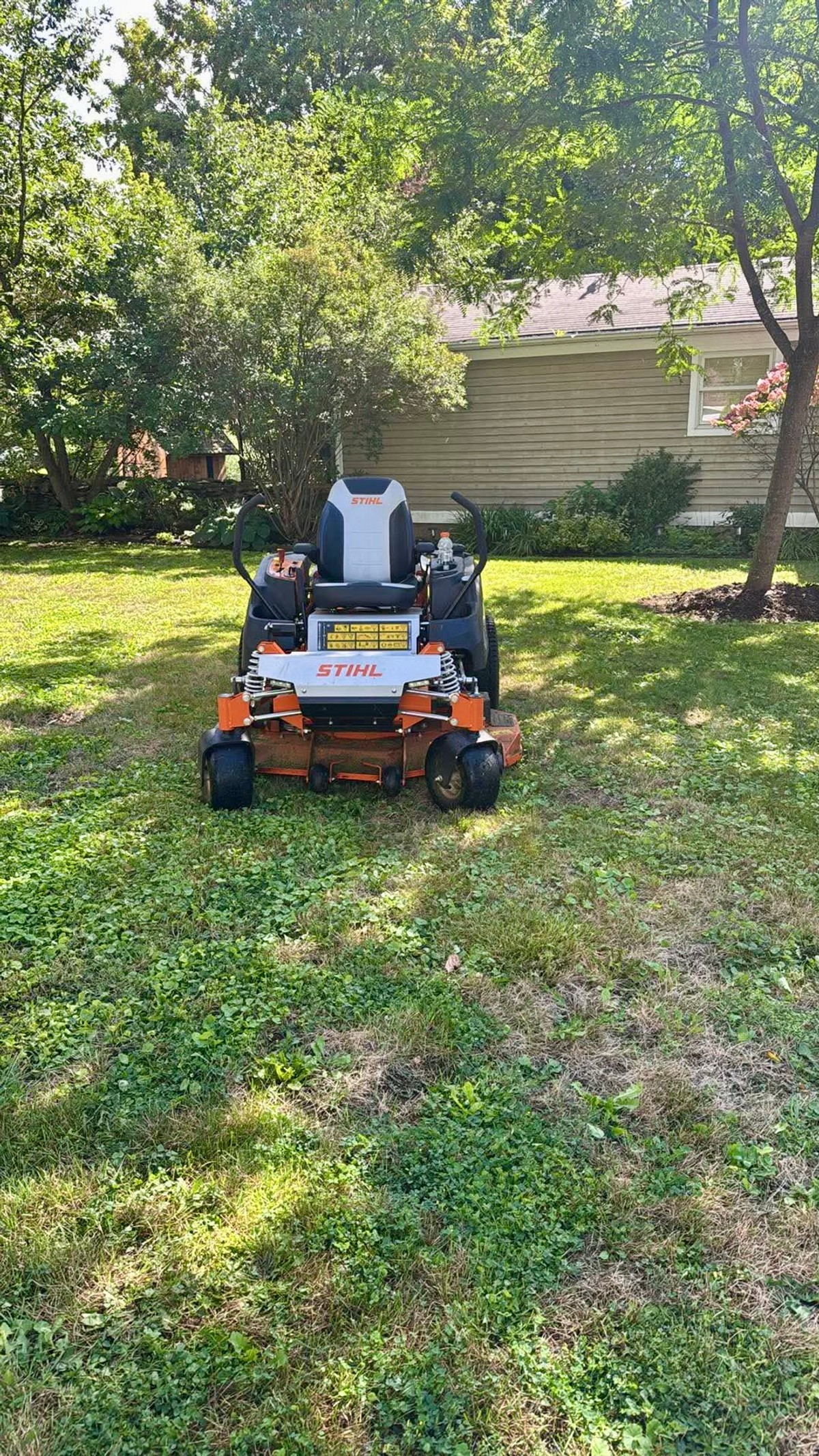 Mower on the lawn
