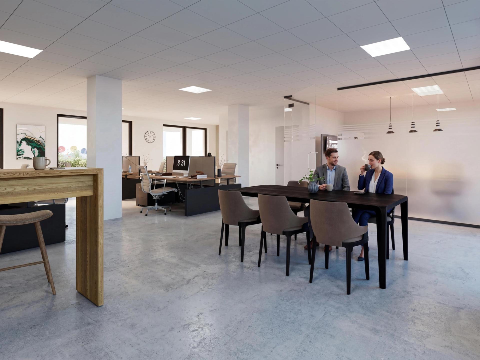 Interior view of the office from the kitchen area