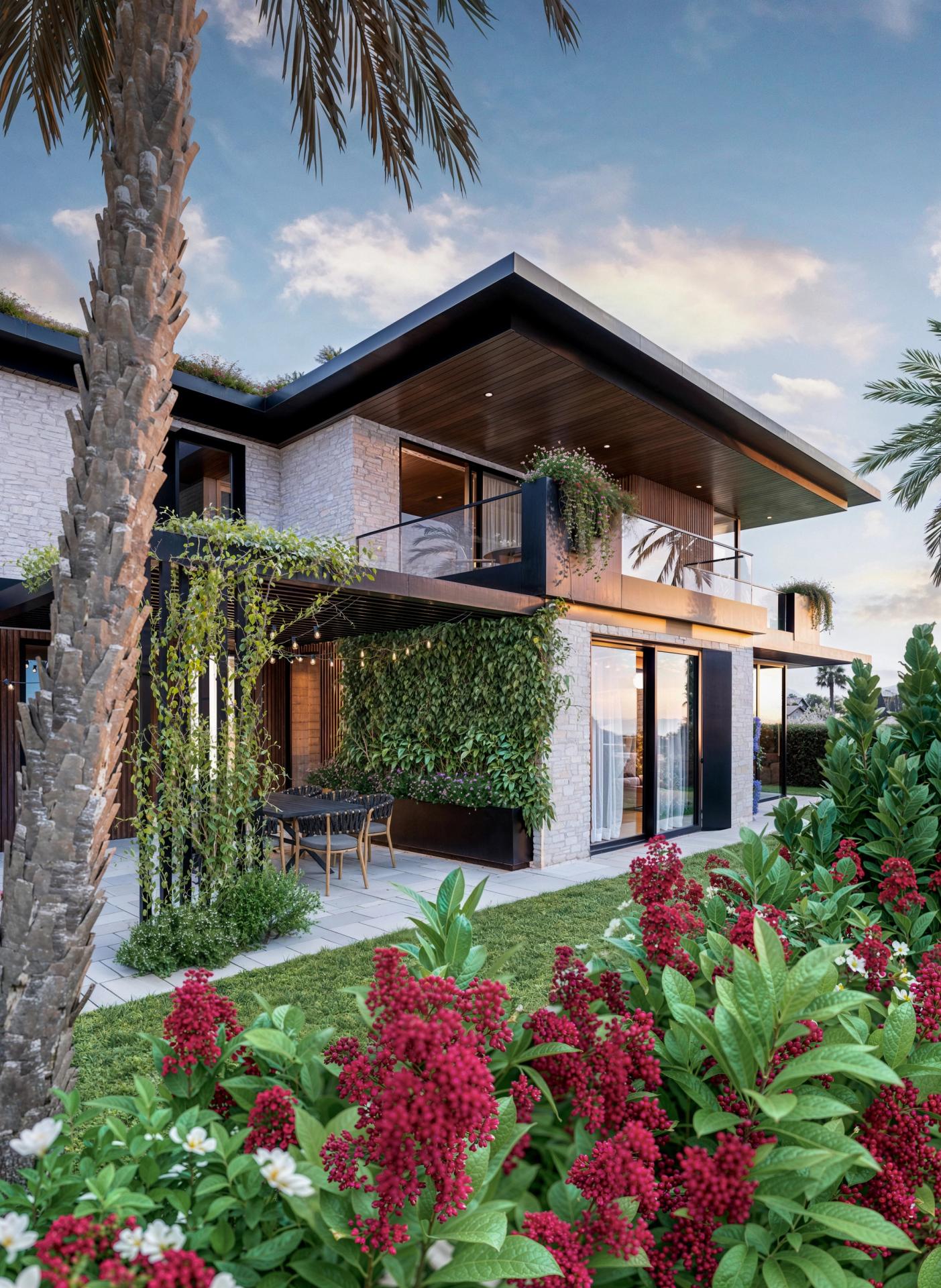 View from the parking area of the existing villa