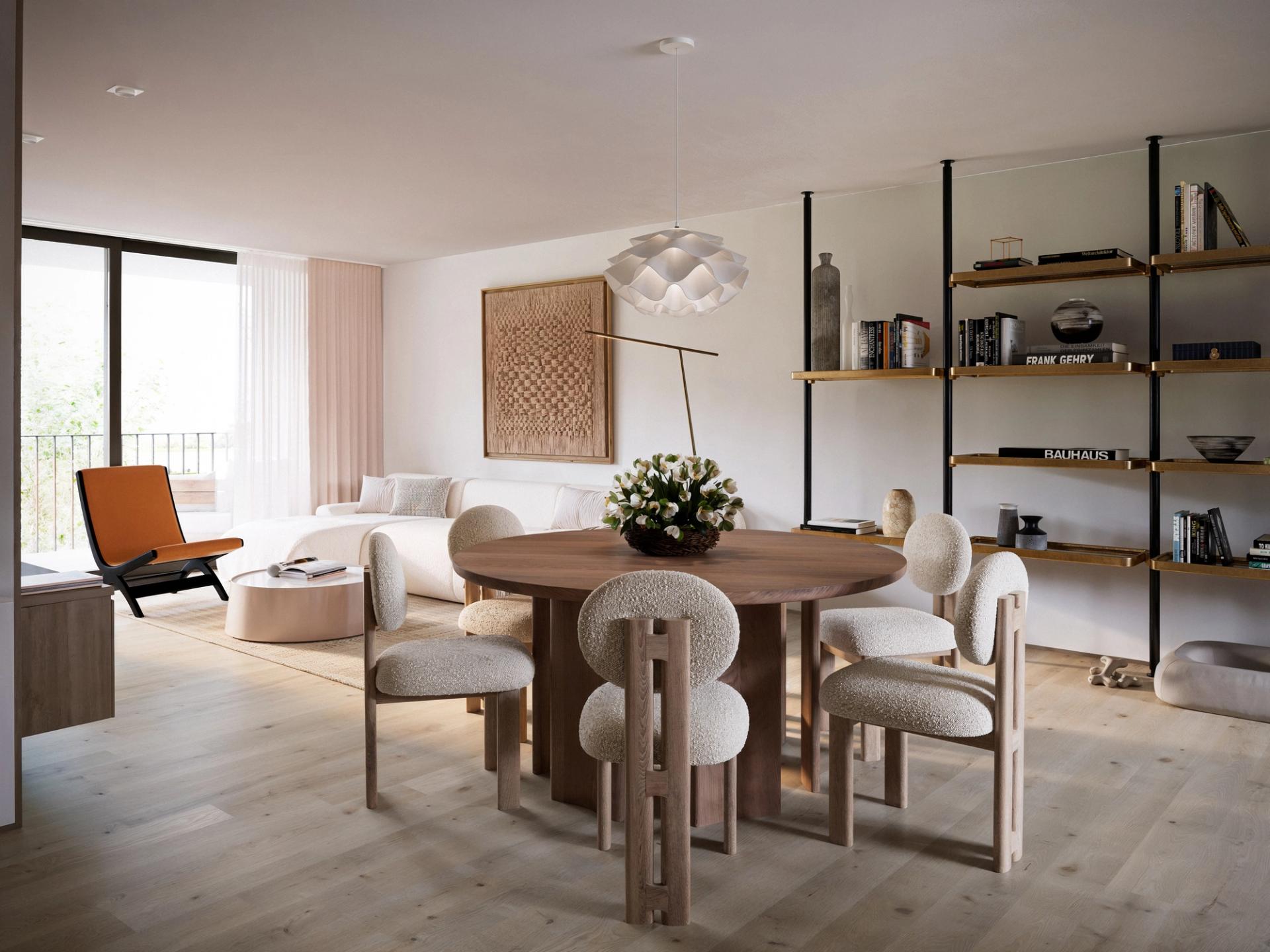 Blick auf den Wohnbereich der 3-Zimmer-Wohnung
