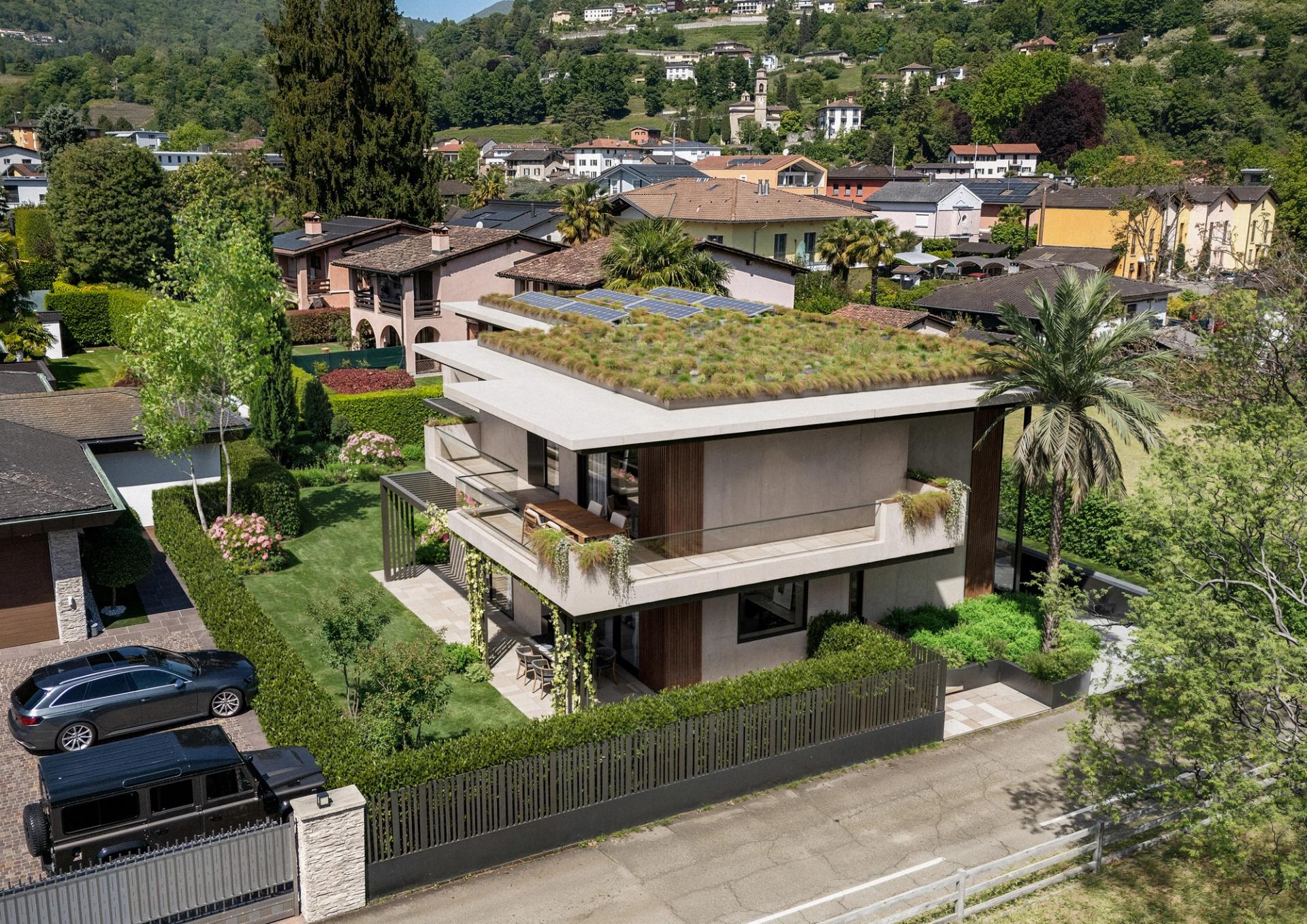 La villa, fotoinserita nel suo contesto