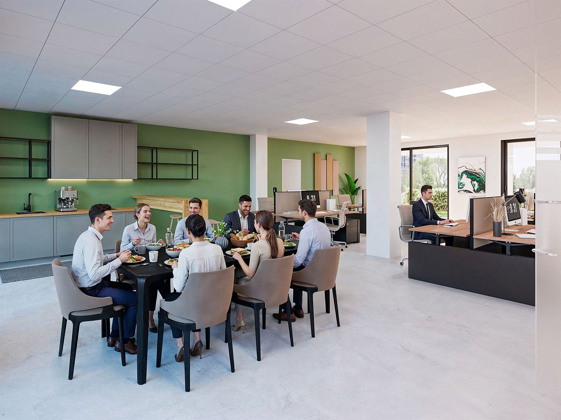 View of the kitchen and dining area