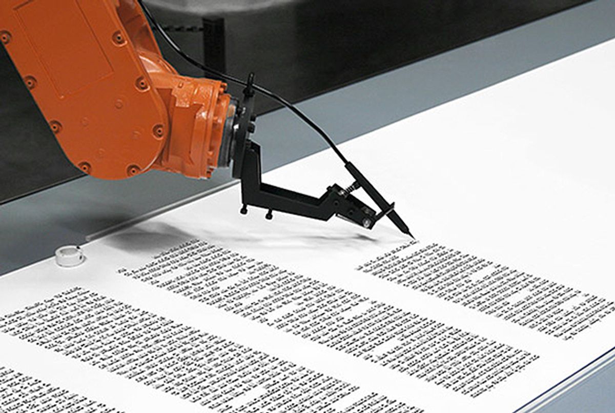 Torah-Writing Robot Speeds Past Human Scribes in Berlin - Tablet Torah-Writing Robot Speeds Past Human Scribes in Berlin - Tablet