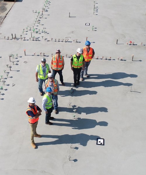 A birds-eye view of a team of construction 'workers'