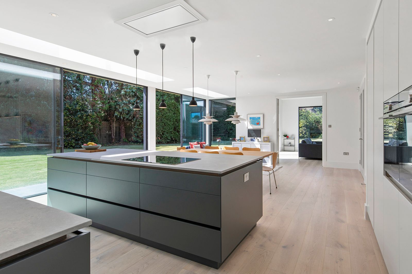 A view of the kitchen breakfast bar