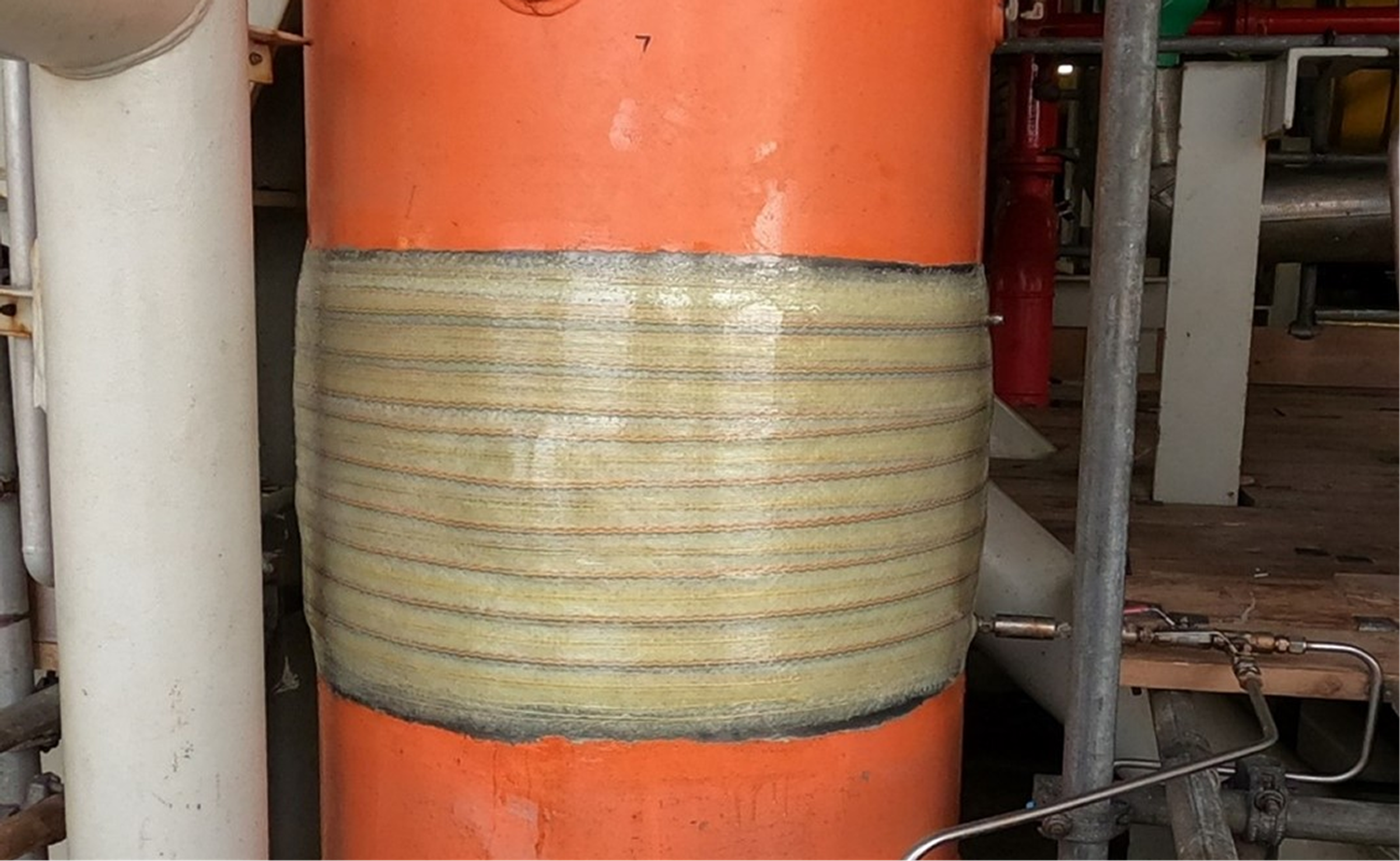 Technowrap composite repair on an FPSO air buffer bottle