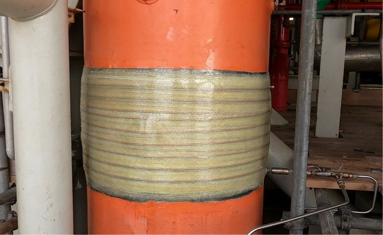 Technowrap composite repair on an FPSO air buffer bottle