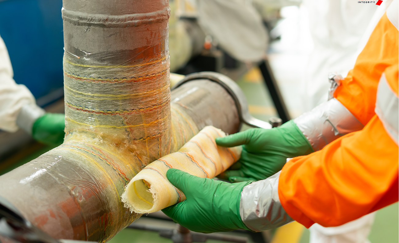 Composite wrap repair applied to a pipe