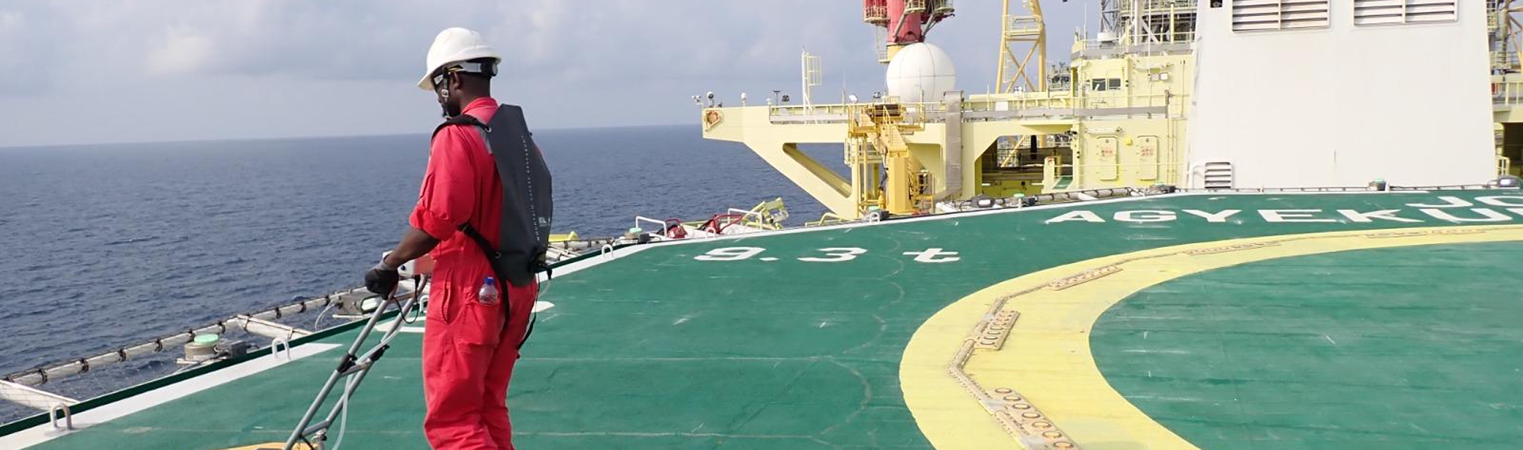 Helideck on an offshore platform undergoing integrity testing