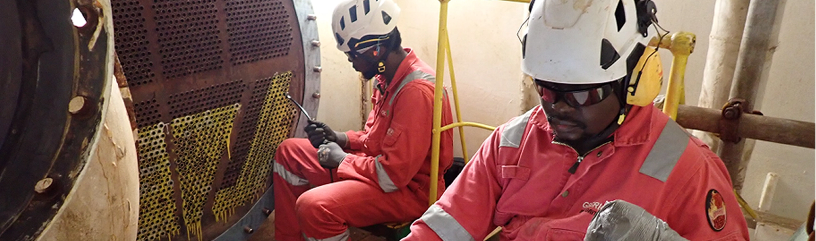 Technicians carrying out internal rotary inspection system testing