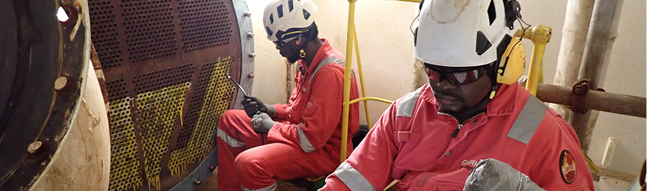 Technicians carrying out internal rotary inspection system testing