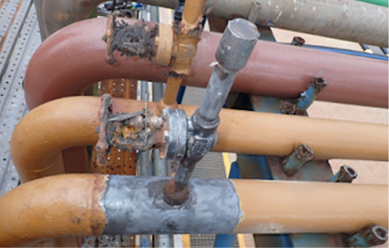 Technowrap composite repair of a leaking pipe at a power plant