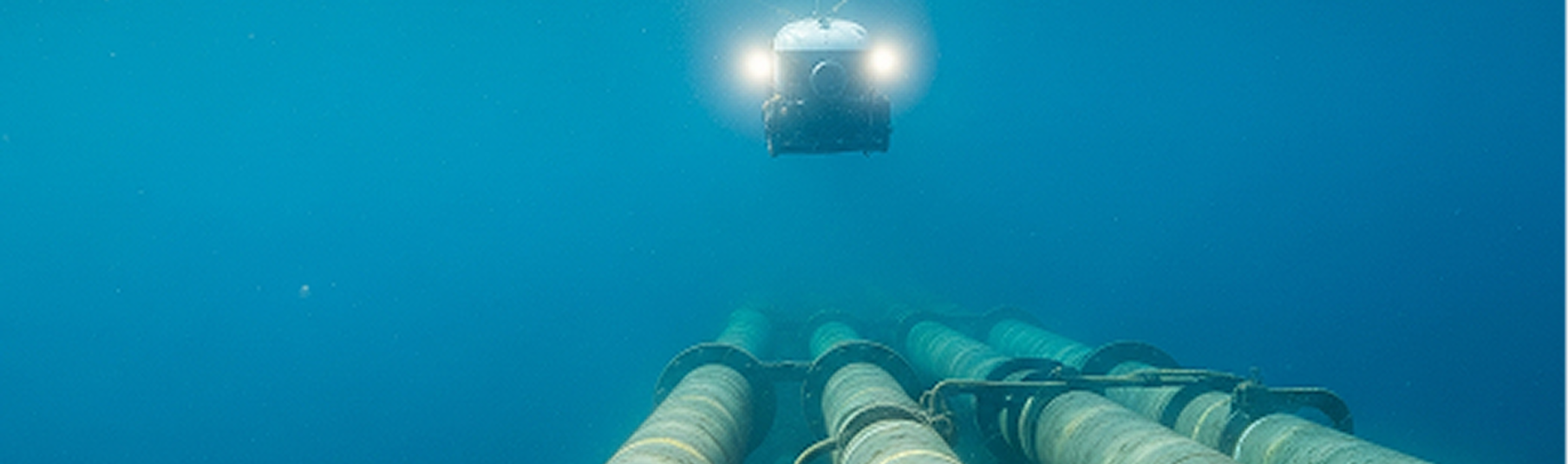 ROV inspecting subsea pipelines offshore