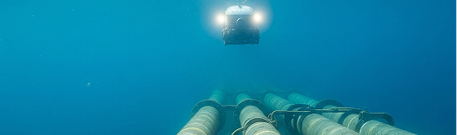 ROV inspecting subsea pipelines offshore