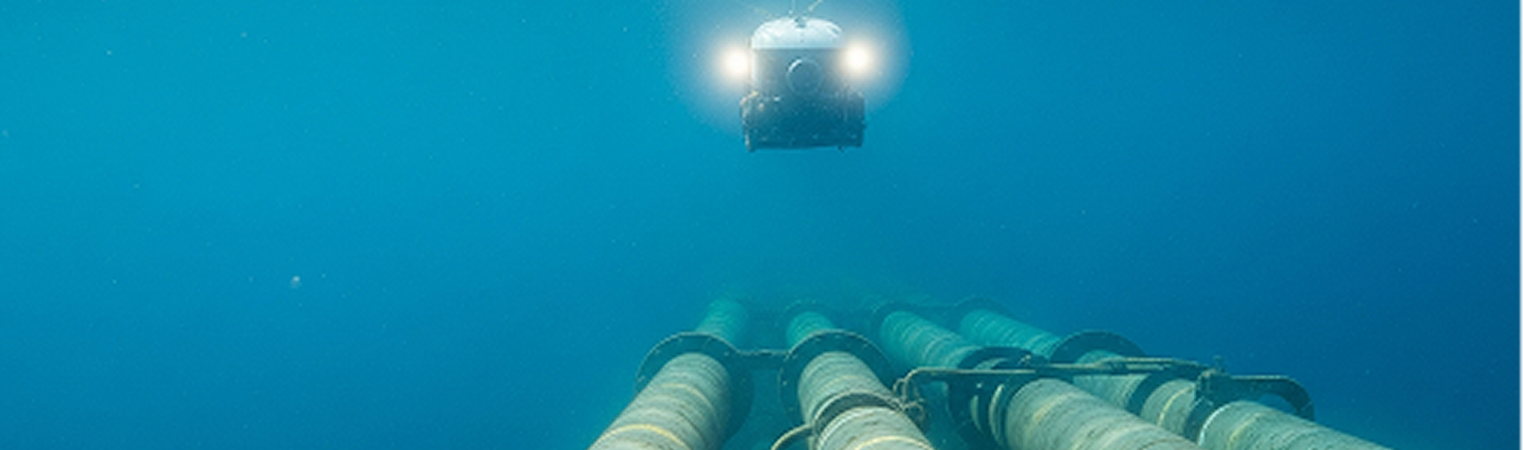 ROV inspecting subsea pipelines offshore