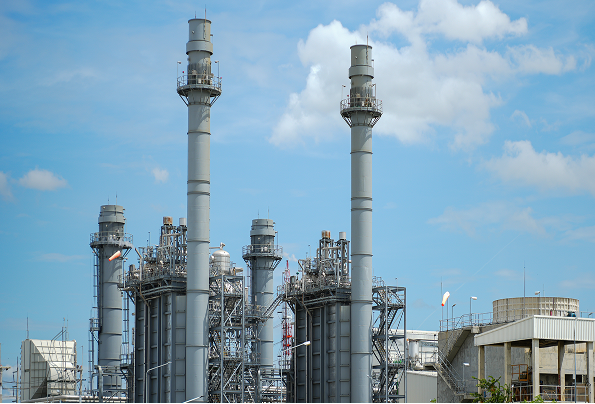 Power generation plant at dusk