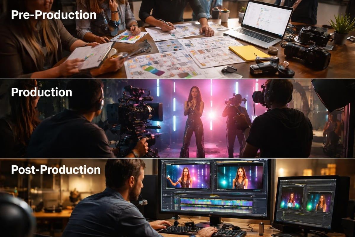 Music video production workflow stages