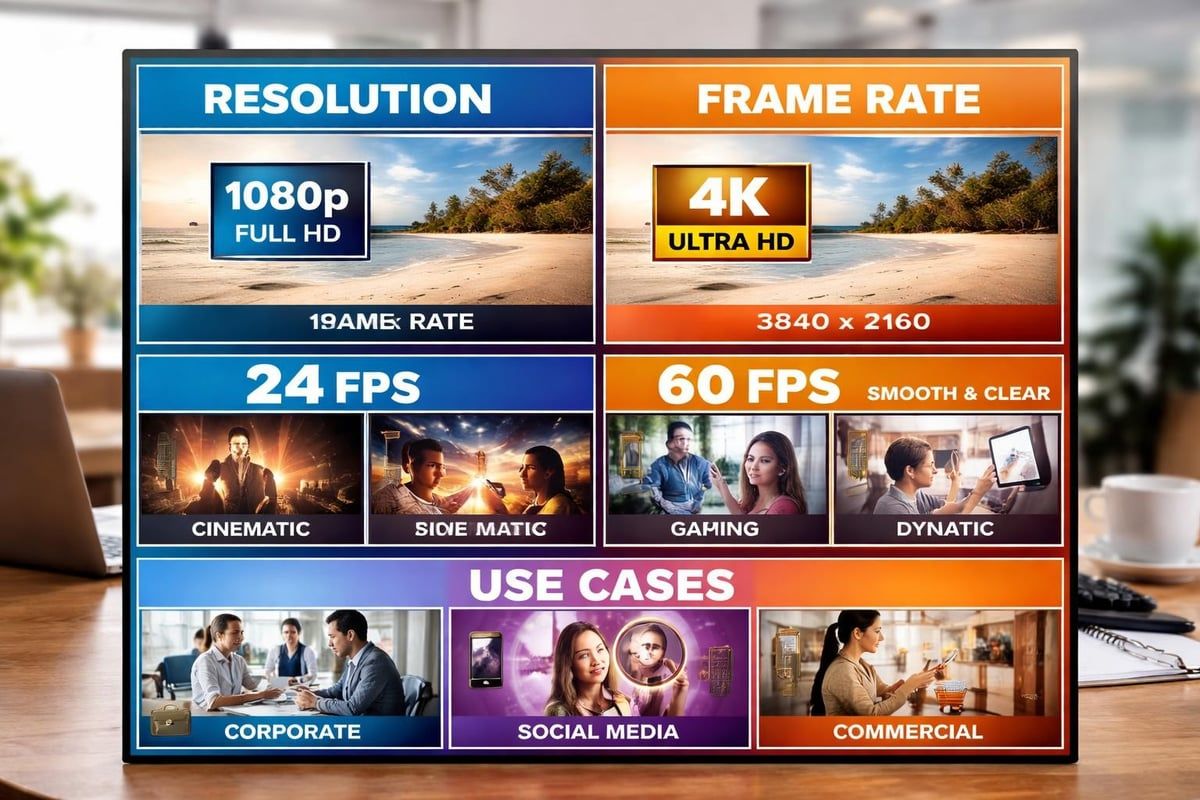 Video resolution and frame rate comparison