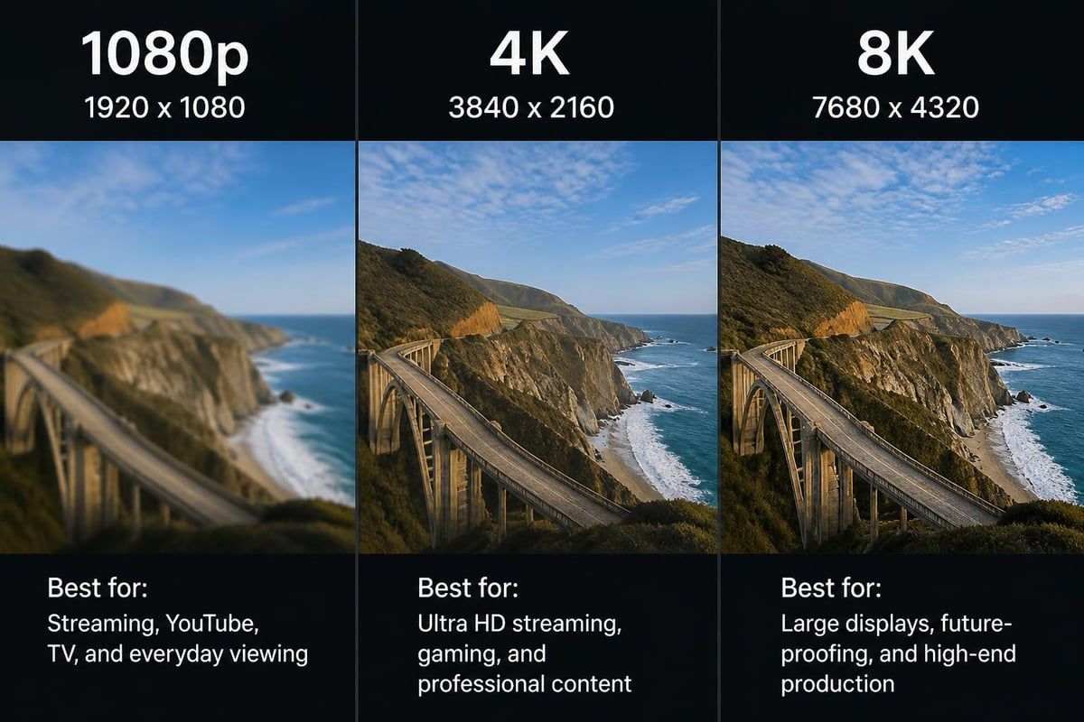 Video resolution comparison chart