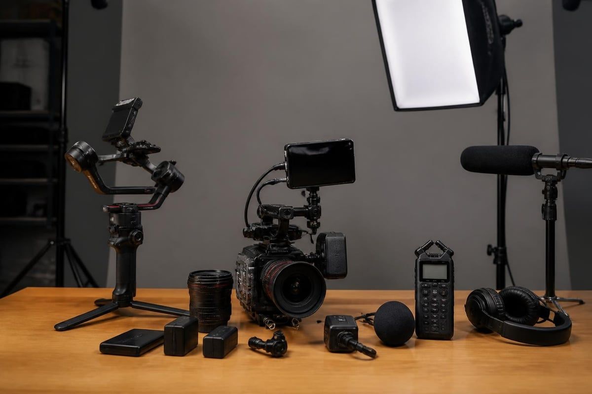 Professional video production equipment setup