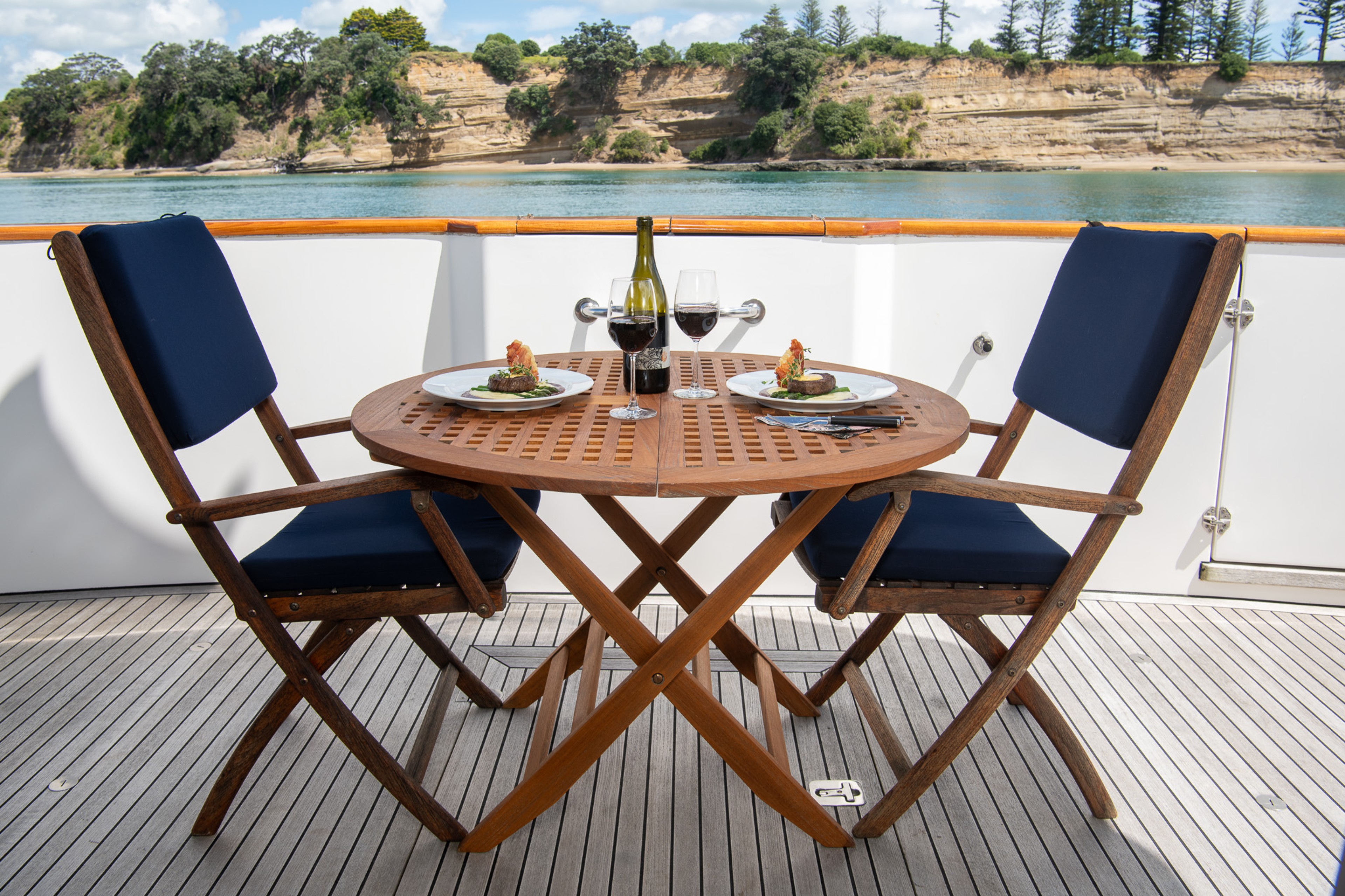 Boat outer dining area