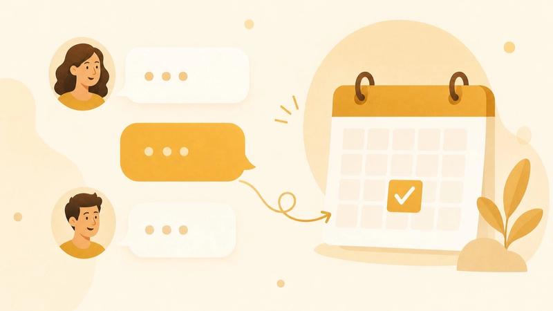 A conversational booking chat replacing a traditional scheduling form