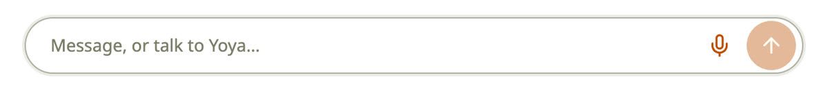 The composer on a Yoya booking page: type, or press the mic and talk