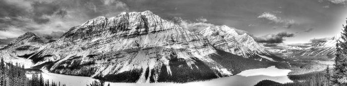 Peyto Lake B&W Winter Pano