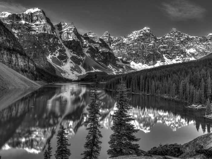 Moraine Lake Sunrise B&W