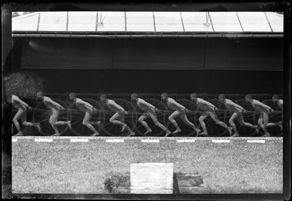 Etienne-Jules Marey, "Homme courant tirant une roue", 1891-1895. © Collège de France, arşiv, Marey Koleksiyonu