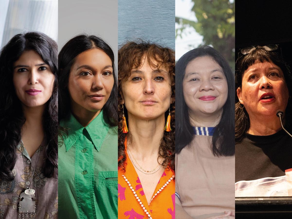 Images (left to right): Natasha Ginwala (Photo: Victoria Tomaschko), Amal Khalaf (Photo: Christa Holka), Zeynep Öz (Photo: Öykü Çakar-Smith), Alia Swastika (Photo: Yudha Kusum) and Megan Tamati-Quennell (Photo: Ola Thorsen, US Embassy New Zealand)