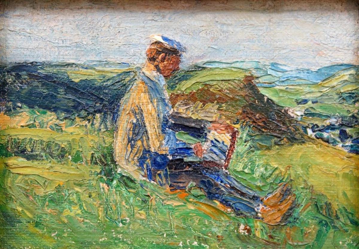 Gabriele Münter, Kandinsky beim Landschafsmalen
Städtische Galerie, Lenbachhaus und Kunstbau München, Gabriele Münter Stiftung, 1957