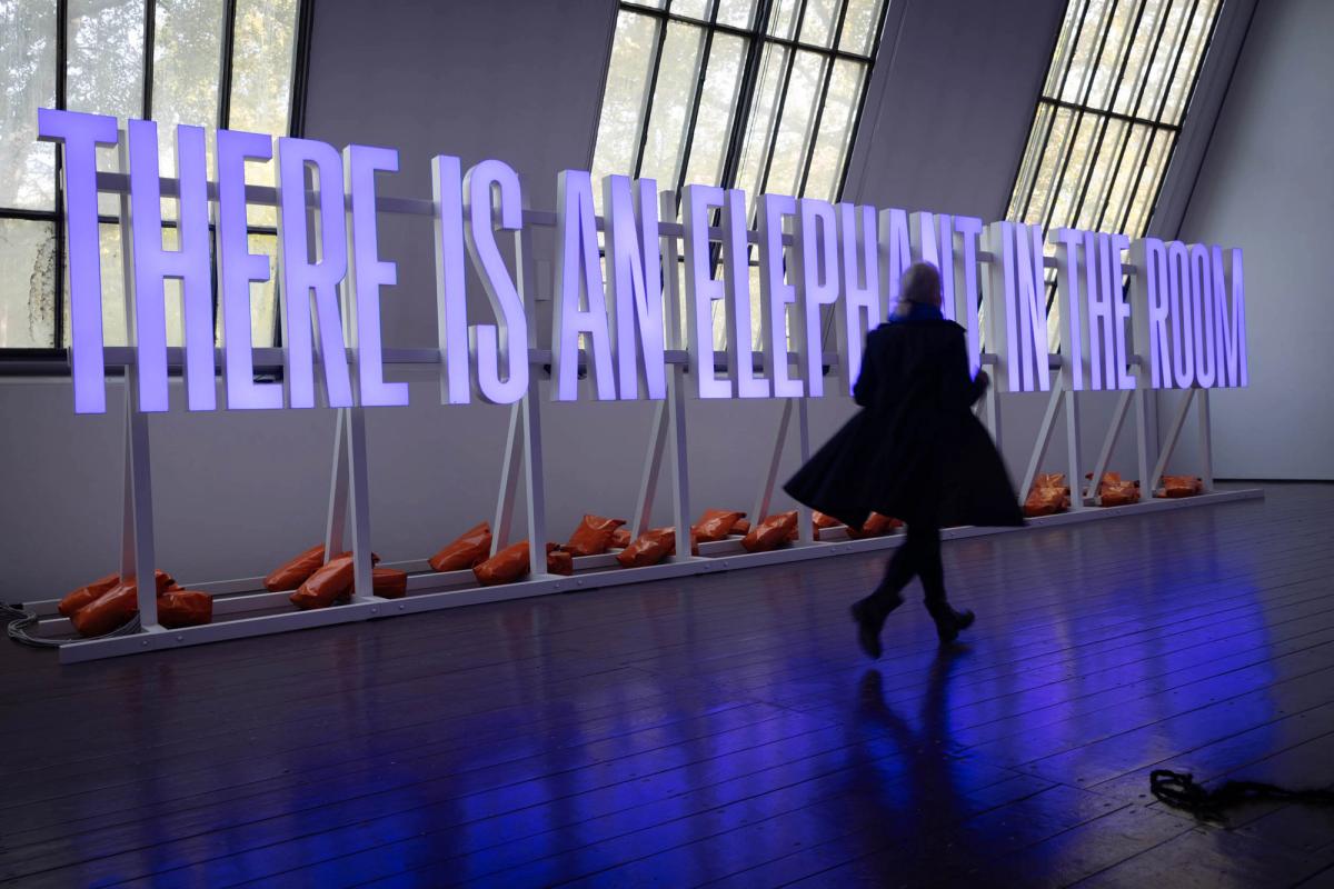 Eser: There is an Elephant in the Room (2019)
Sanatçı: SUPERFLEX
LED enstalasyon
Fotoğraf: eSeL.at - Lorenz Seidler