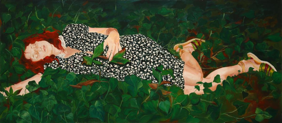 Fulya Çetin, Ormanda, 2006, Yapı Kredi Kültür Sanat, Tuval üzerine yağlıboya, 90x204 cm, Fotoğraf: Yapı Kredi Kültür Sanat için Koray Şentürk 