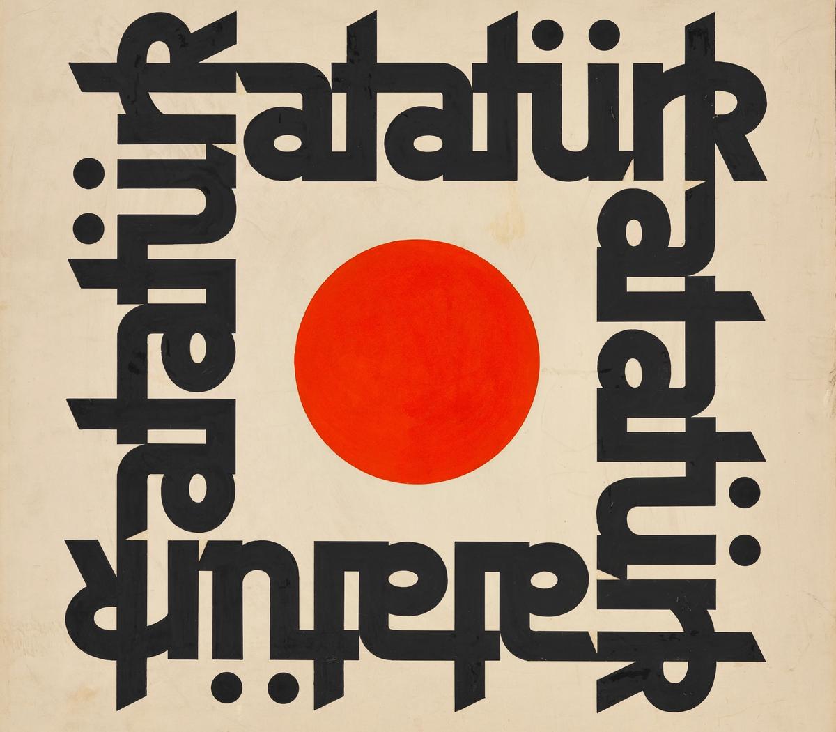 Cumhuriyet değerlerine bağlılığı, Barın’ın Latin harflerle yazdığı “Atatürk” hat çalışmasında kendini gösteriyor.
© EMİN BARIN, ZAFER YILDIRIM AİLE KOLEKSİYONU