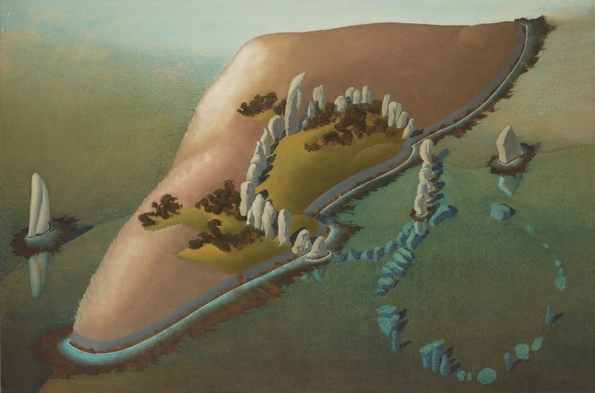 "La Cathedrale Engloutie" (1950). Between Worlds'ün en dikkat çekici eserlerden biri olarak öne çıkıyor.
"LA CATHEDRALE ENGLOUTIE": (C) ITHELL COLQUHOUN, (C) REDIUSCOVERING ART BY WOMEN