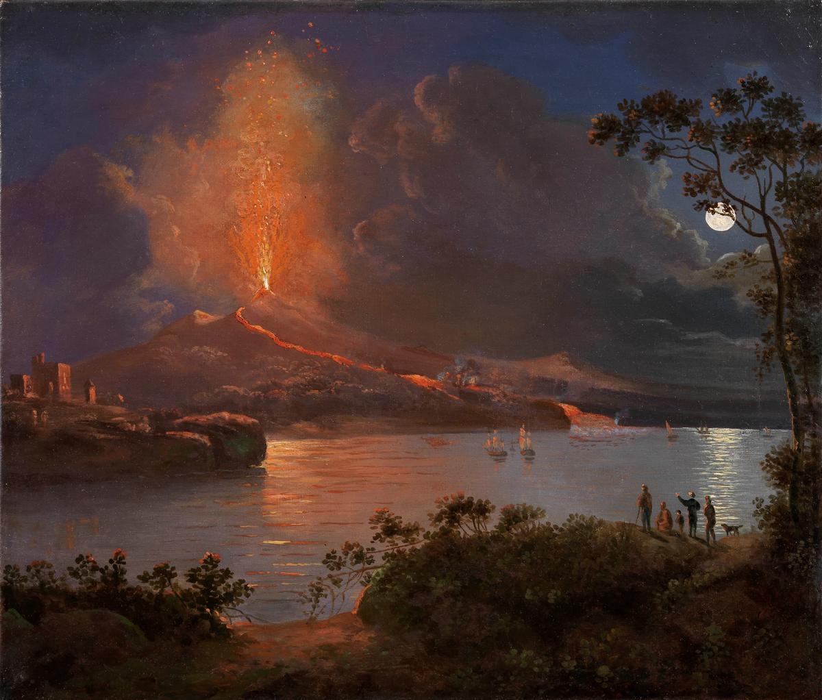 19. Yüzyıl İtalyan Ekolü, Napoli Körfezi, Vezüv Yanardağı Akşam
Patlaması, yaklaşık 1822
Tuval üzerine yağlıboya, 49 x 43 cm
Antonacci Lapiccirella Fineart’ın izniyle