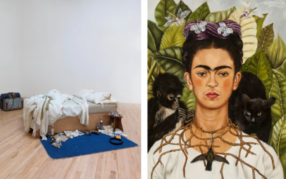 Tracey Emin, My Bed 1998 ve Frida Kahlo, Self Portrait with Thorn Necklace and Hummingbird 1940
Tate.The Duerckheim Collection 2015, © Tracey Emin. DACS/Artimage
Nickolas Muray Collection of Mexican Art, 66.6 Harry Ransom Research Center, University of Texas, Austin