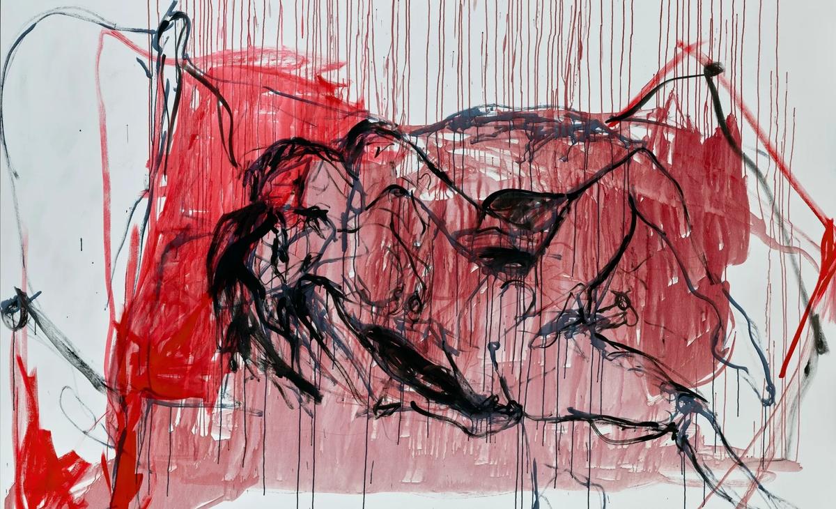 “There Was Blood” (Kan Vardı, 2022). Emin hayattan beslenen bir sanatçı ama sanatının otobiyografik olduğunu kabul etmiyor, otobiyografi, onun için ancak daha derin bir şeylere temas etme imkânı sunan bir sıçrama tahtası, bir tür çıkış noktası.
© TRACEY EMIN, WHITE CUBE, 2024