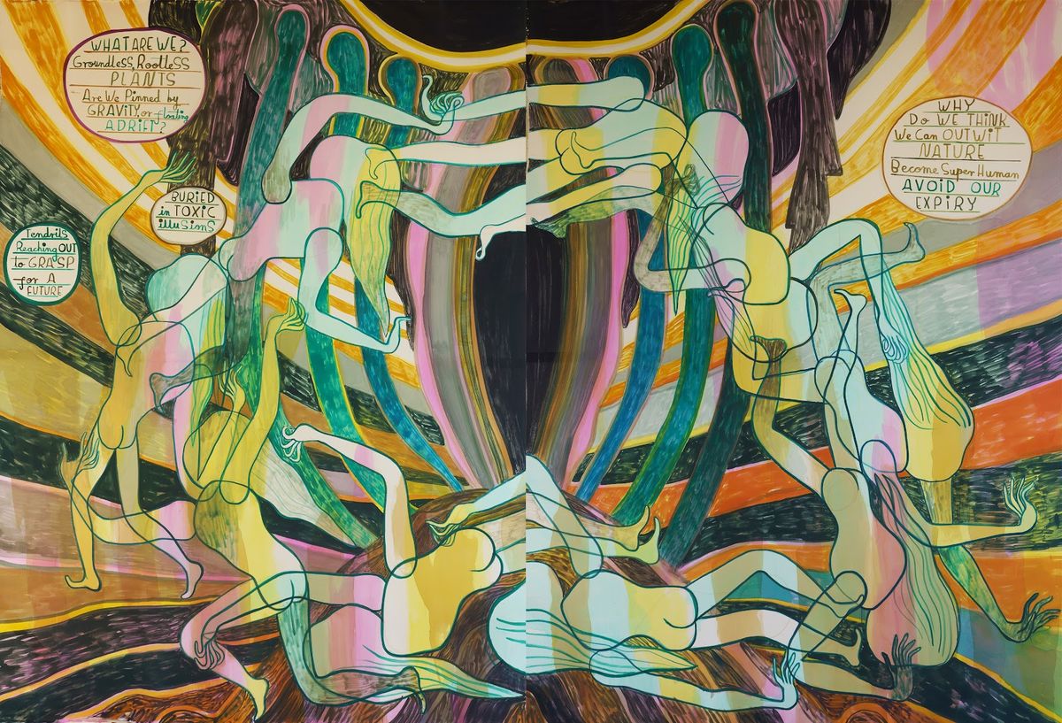 Emma Talbot
Where Do We Come From? What Are We? Where Are We Going?
İpek üzerine akrilik, 2022