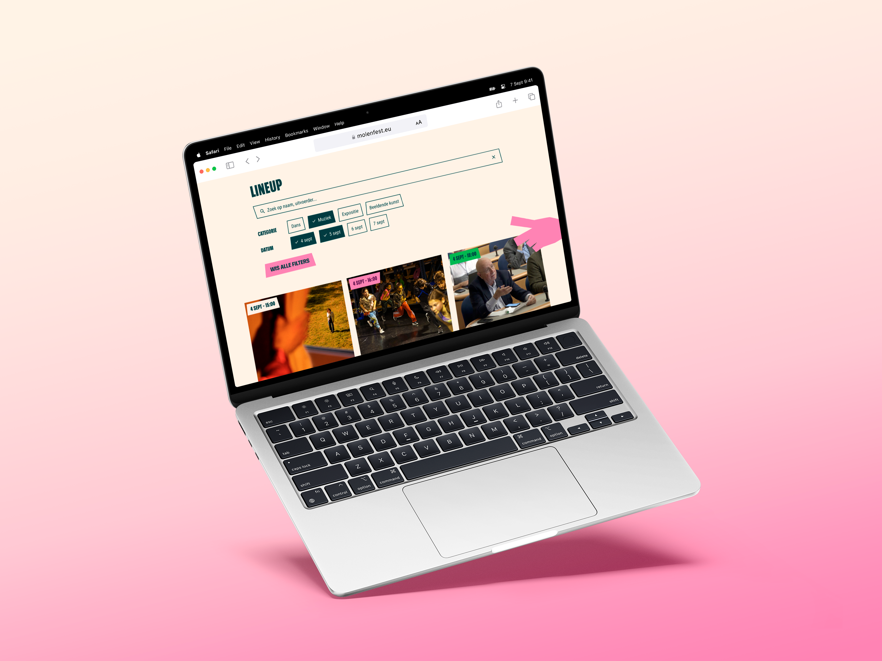 Mockup van de lineup voor de website van MolenFest