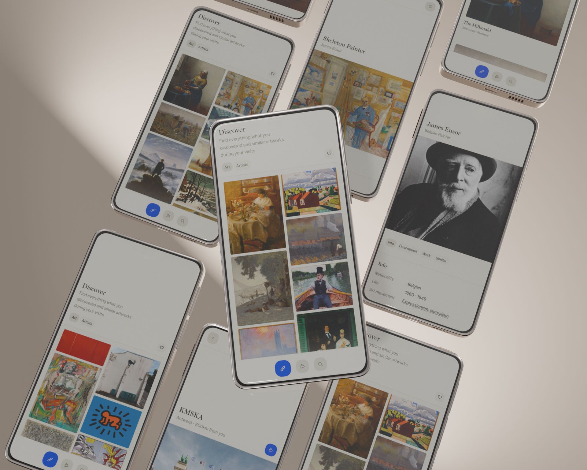 Mockup van de verschillende schermen