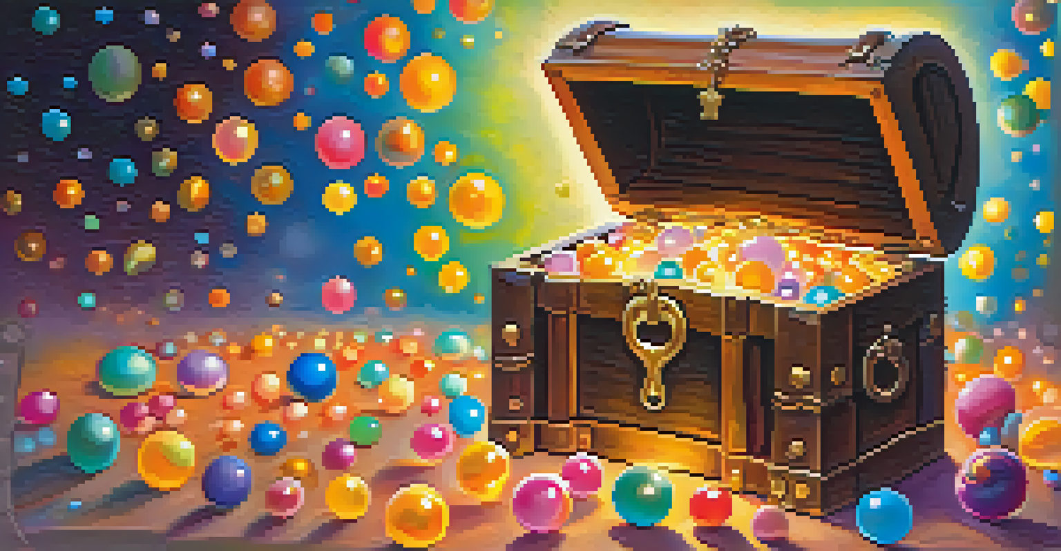 A glowing key unlocking a treasure chest filled with light and colorful orbs, symbolizing forgiveness and joy.